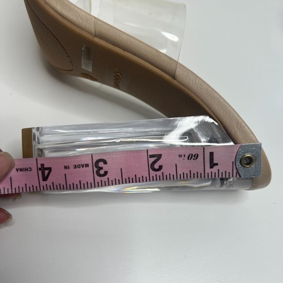 Bamboo Women's Clear Nude‎ Chuncy Heeled Mule Sandal Size 6 - Picture 6 of 8